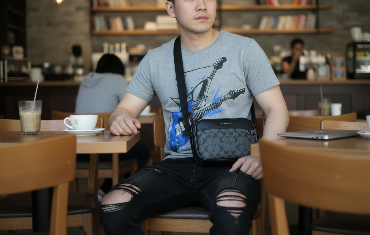 COACH GRAHAM CROSSBODY - SIGNATURE COATED CANVAS/CHARCOAL BLACK