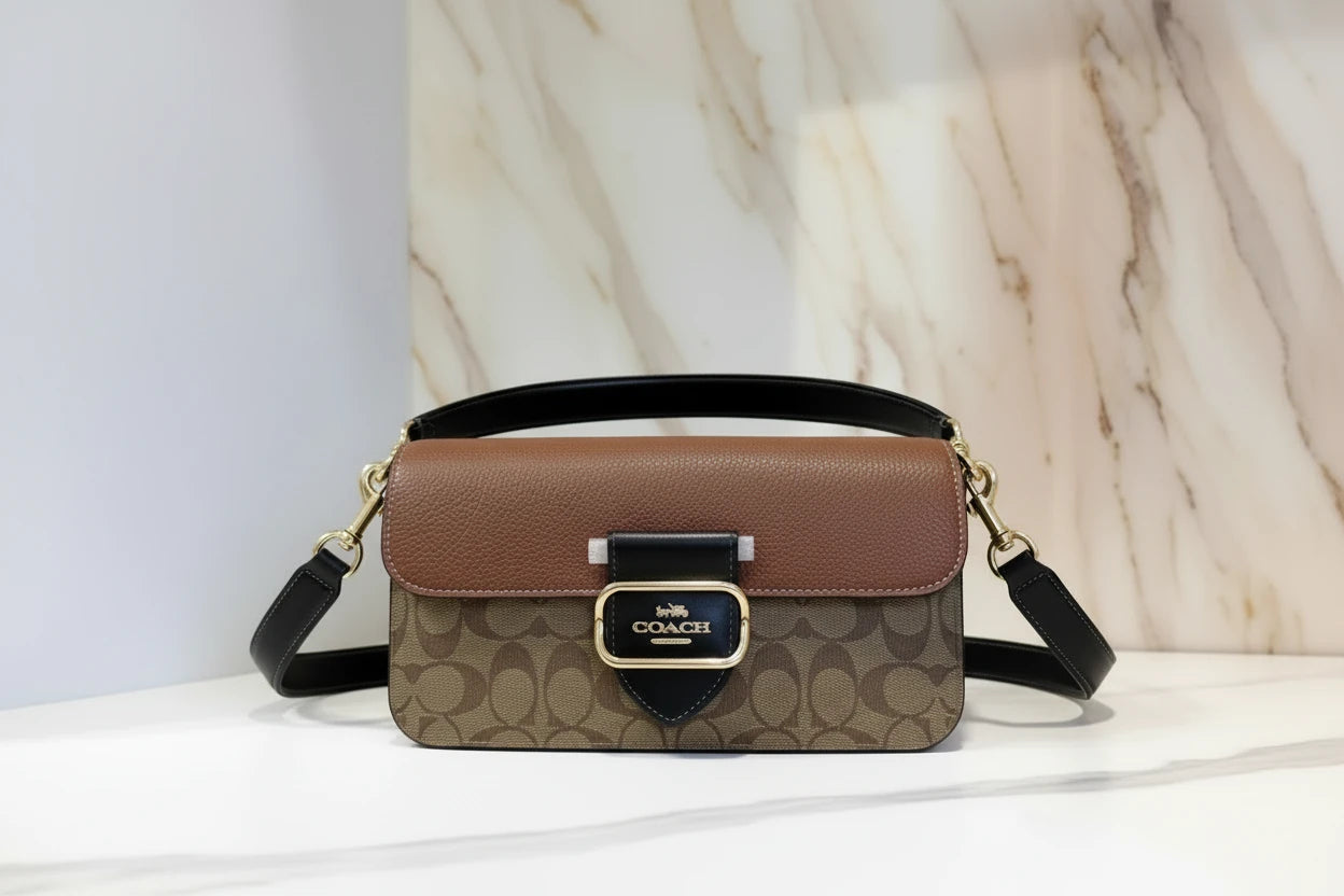 حقيبة كتف/حقيبة كروس بودي من كوتش مورغان بتصميم متعدد الألوان - كاكي متعدد