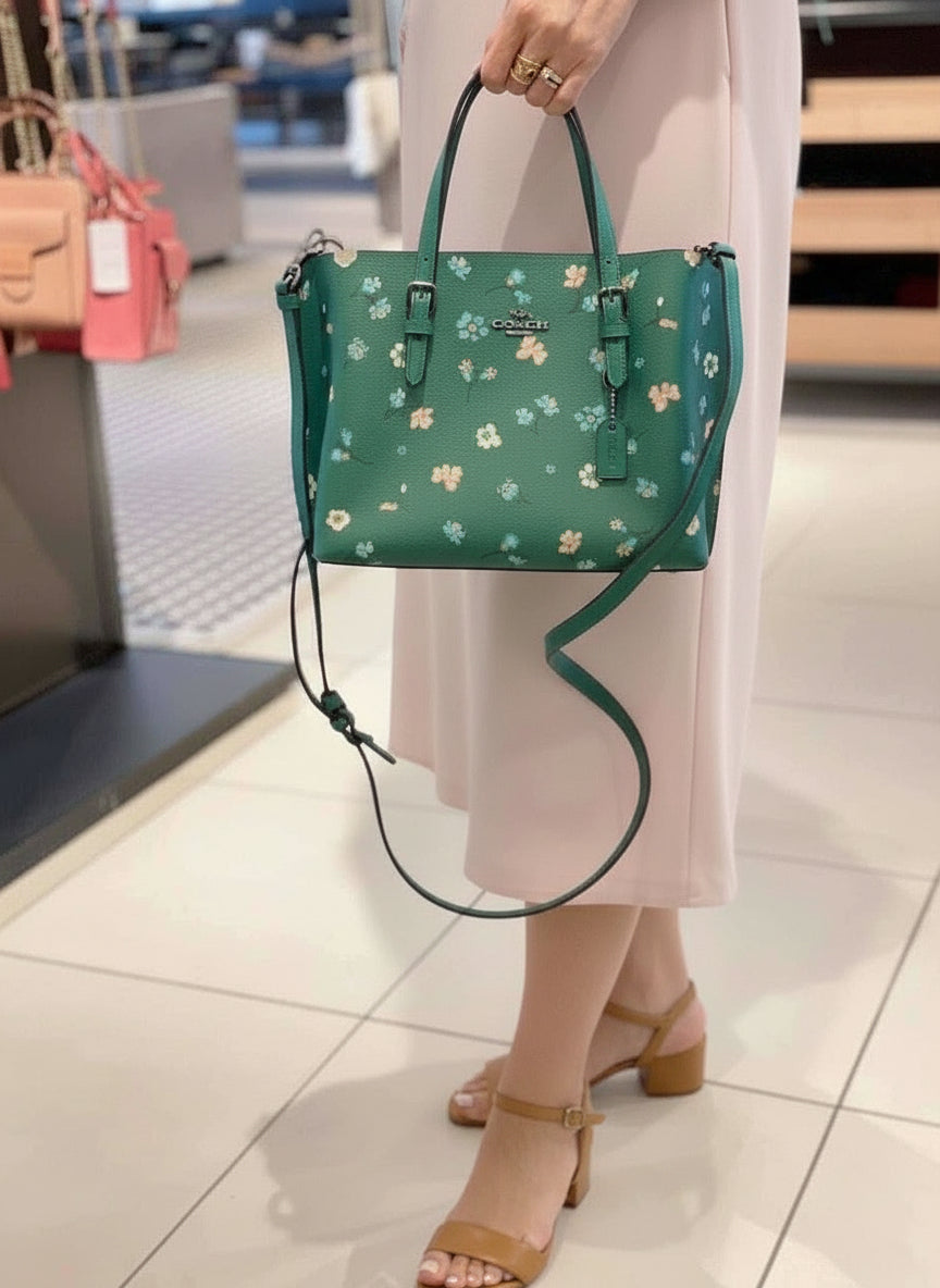 ‼️ SALE ‼️ COACH MOLLIE TOTE 25 WITH MYSTICAL FLORAL PRINT IN GREEN MULTI