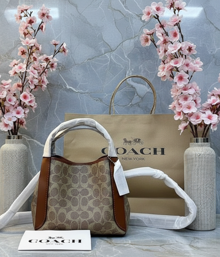 COACH HADLEY HOBO 21 - SIGNATURE CANVAS TAN RUST