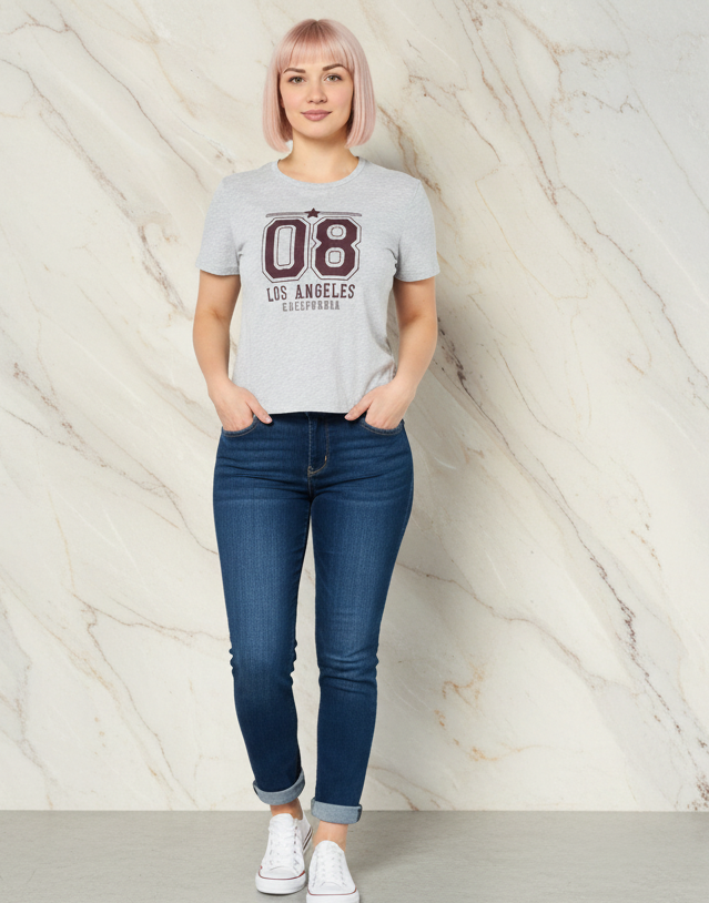 BRAVE SOUL - Women Crew Neck Short Sleeve Graphic Print T-Shirt