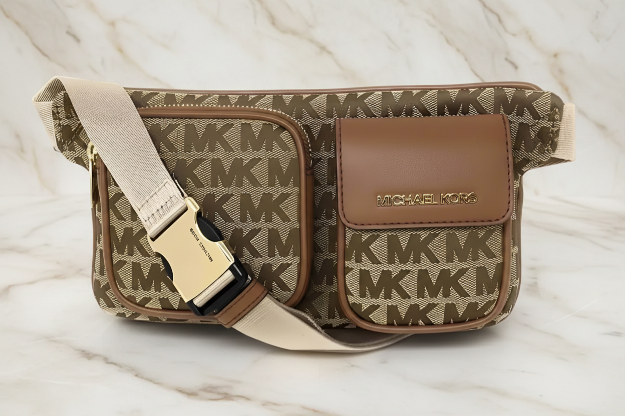 MICHAEL KORS HANOVER MEDIUM JACQUARD BELTBAG/BODY BAG
