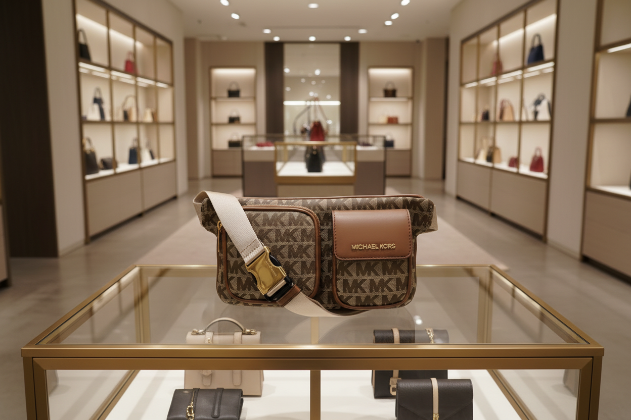 MICHAEL KORS HANOVER MEDIUM JACQUARD BELTBAG/BODY BAG