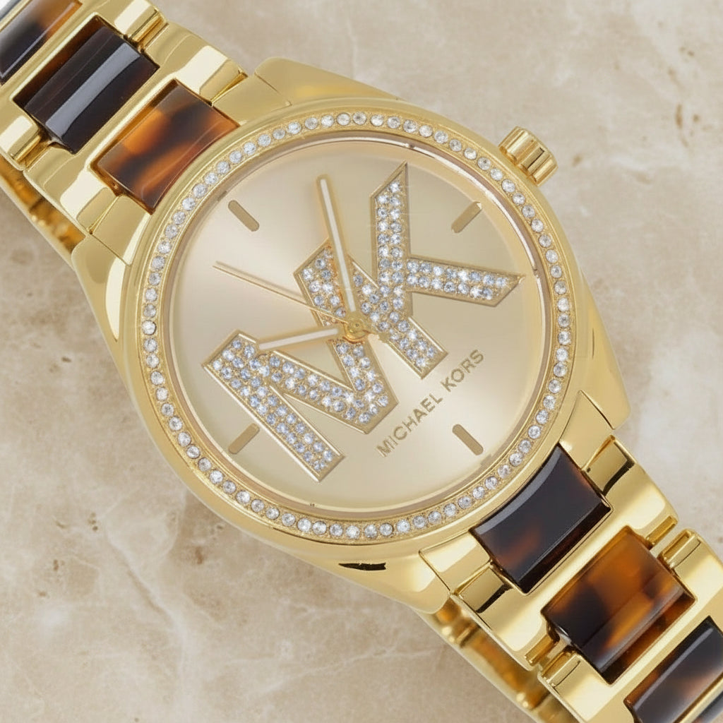 MICHAEL KORS JANELLE WATCH - TRANSLUCENT BROWN - GOLD