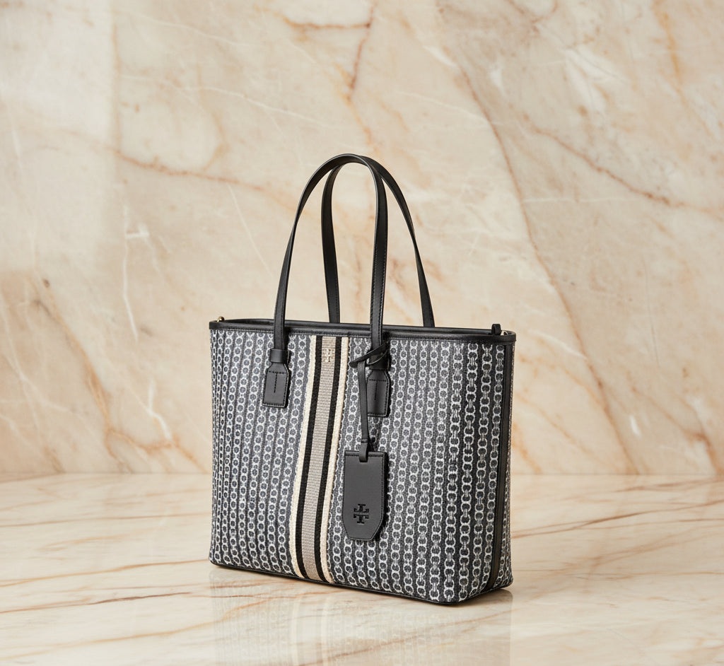 TORY BURCH GEMINI LINK ZIP TOP TOTE SMALL CANVAS