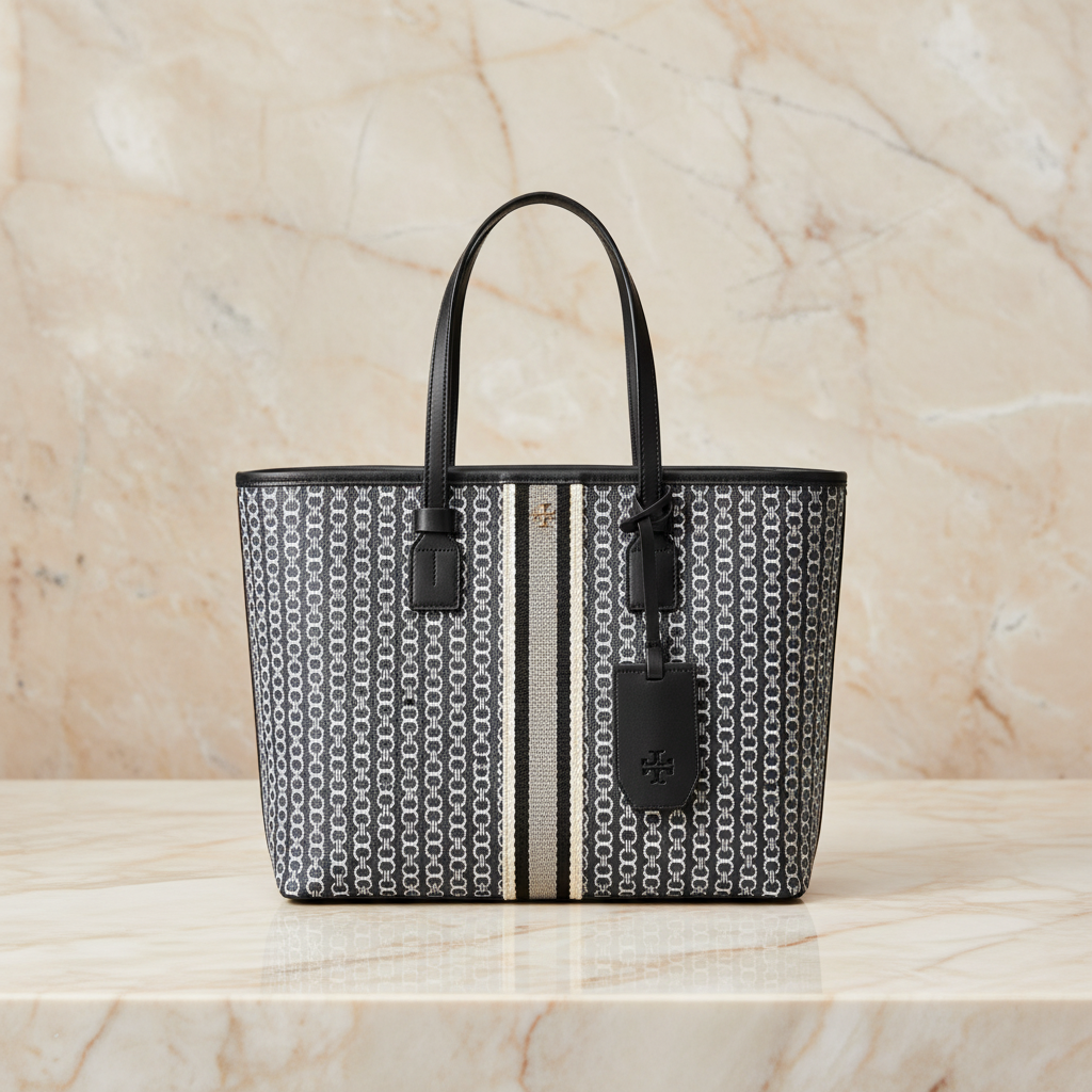 TORY BURCH GEMINI LINK ZIP TOP TOTE SMALL CANVAS