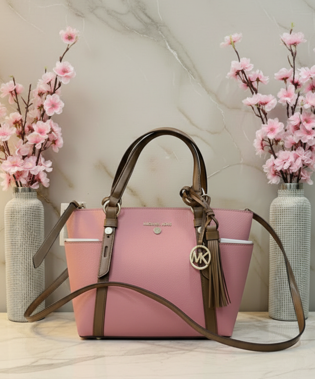 MICHAEL KORS SULLIVAN SATCHEL SMALL - SAFFIANO LEATHER - TEA ROSE MULTI