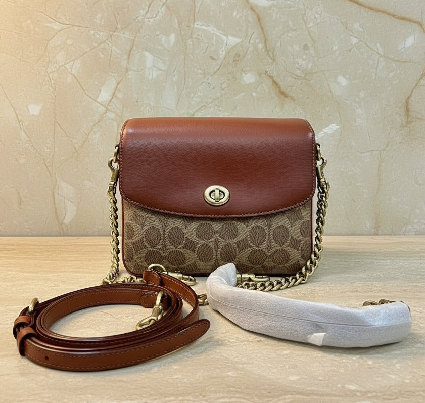 COACH CASSIE 19 3 in 1/ 3 STRAP IN SIGNATURE CANVAS - TAN RUST - MISSING PRICE TAG