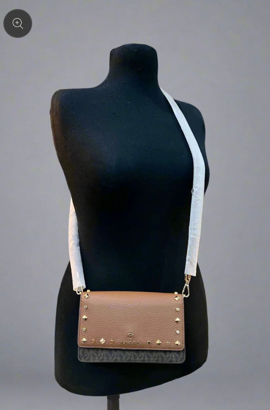 MICHAEL KORS JET SET SMALL STUDDED LOGO MOBILE CROSSBODY ( FROM BOUTIQUE STORE )