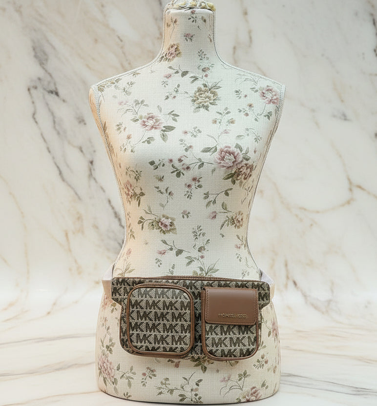 MICHAEL KORS HANOVER MEDIUM JACQUARD BELTBAG/BODY BAG