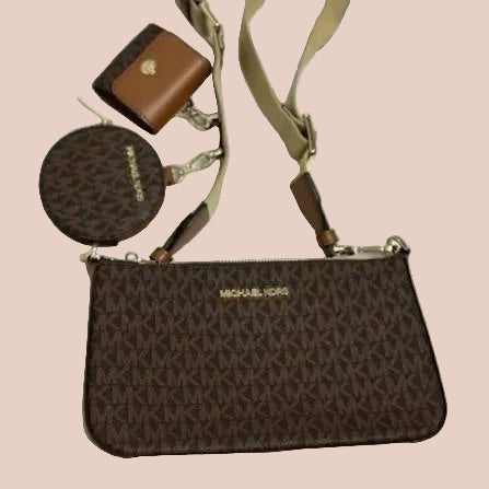 MICHAEL KORS JET SET SIGNATURE LOGO BROWN WITH ATTACH