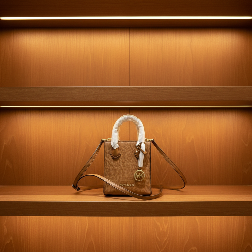 MICHAEL KORS MERCER XS MINI SHOPPER TOTE LEATHER - BROWN CARAMEL HUE
