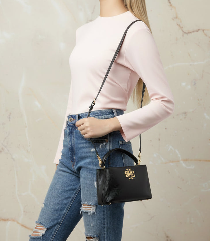 TORY BURCH MICRO BRITTEN SATCHEL - BLACK