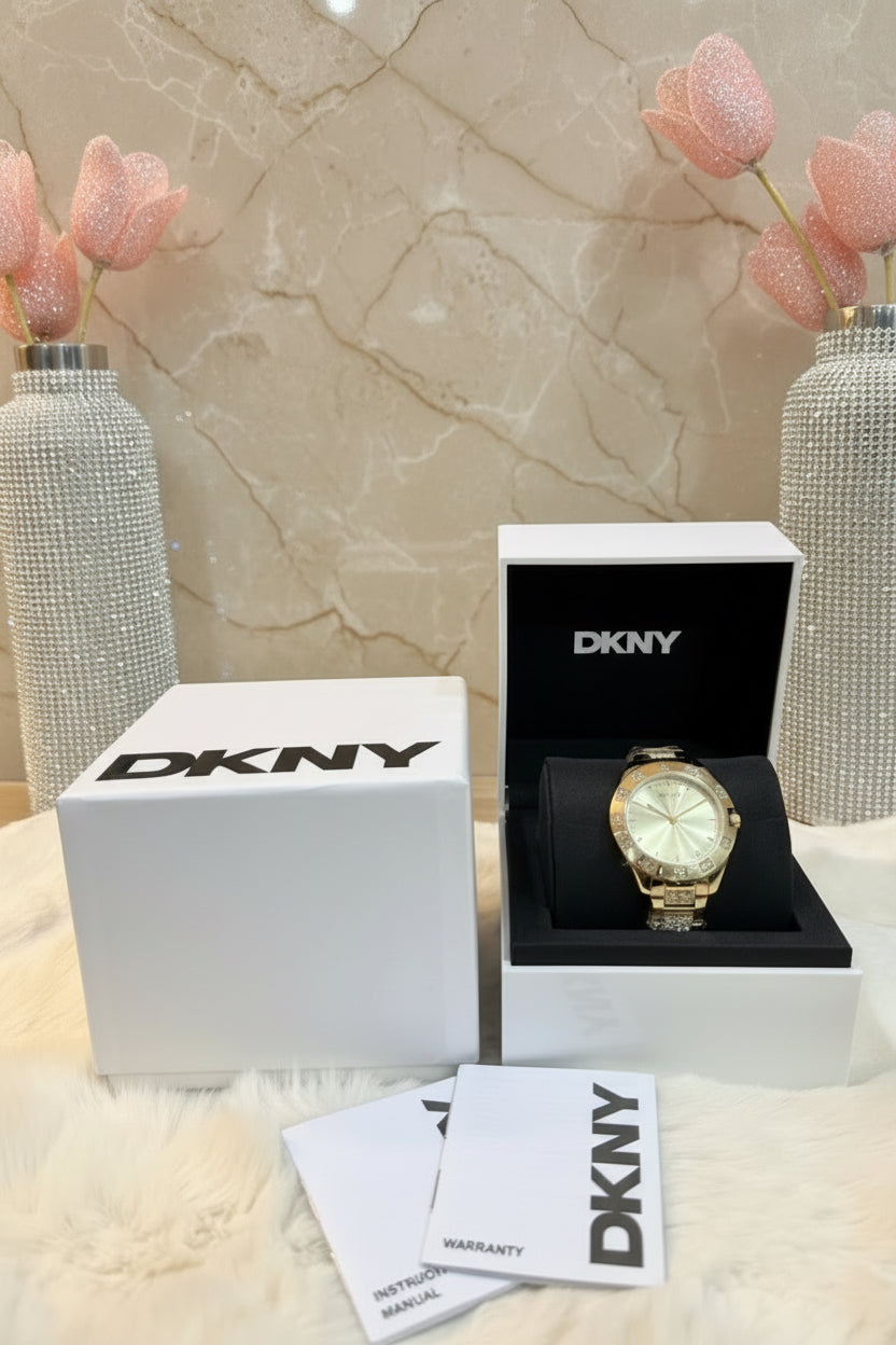 DKNY GLITZ GOLD WATCH