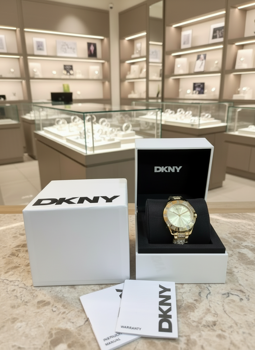 DKNY GLITZ GOLD WATCH