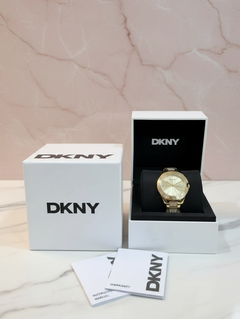 DKNY GLITZ GOLD WATCH