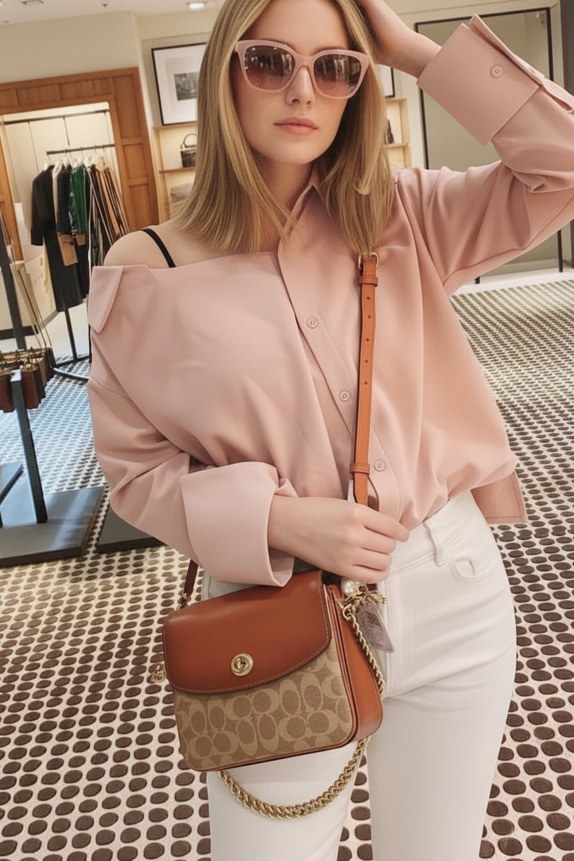 COACH CASSIE 19 3 in 1/ 3 STRAP IN SIGNATURE CANVAS - TAN RUST - MISSING PRICE TAG
