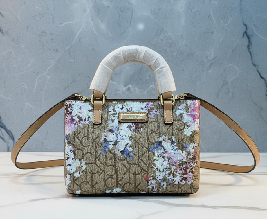 CALVIN KLEIN MINI SATCHEL LOGO FLORAL
