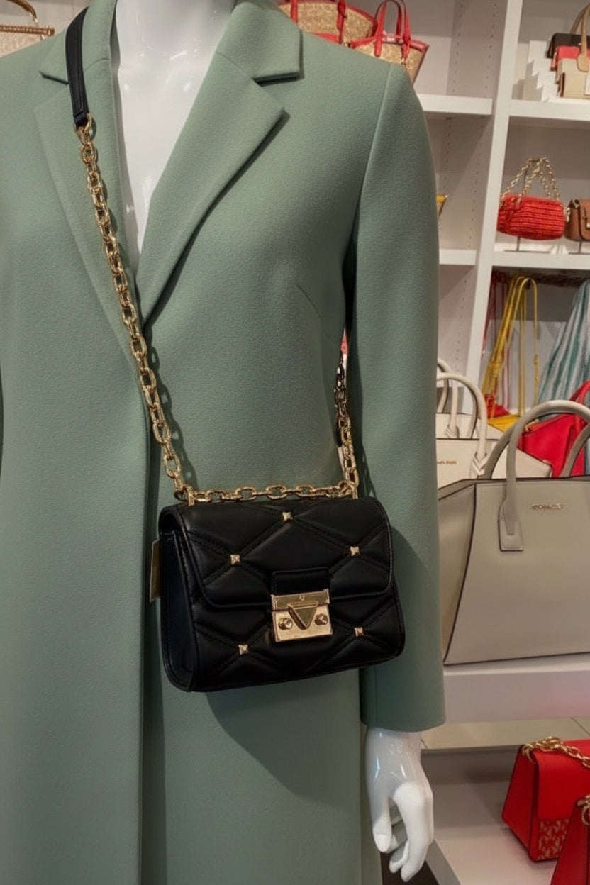 MICHAEL KORS SERENA VEGAN FLAP QUILTED CONVERTIBLE CHAIN SHOULDER BAG/CROSSBODY BAG