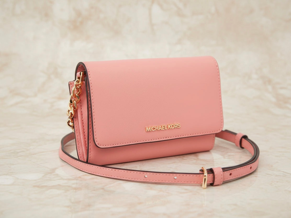 MICHAEL KORS JET SET TRAVEL PHONE CROSSBODY BAG - PRIMROSE