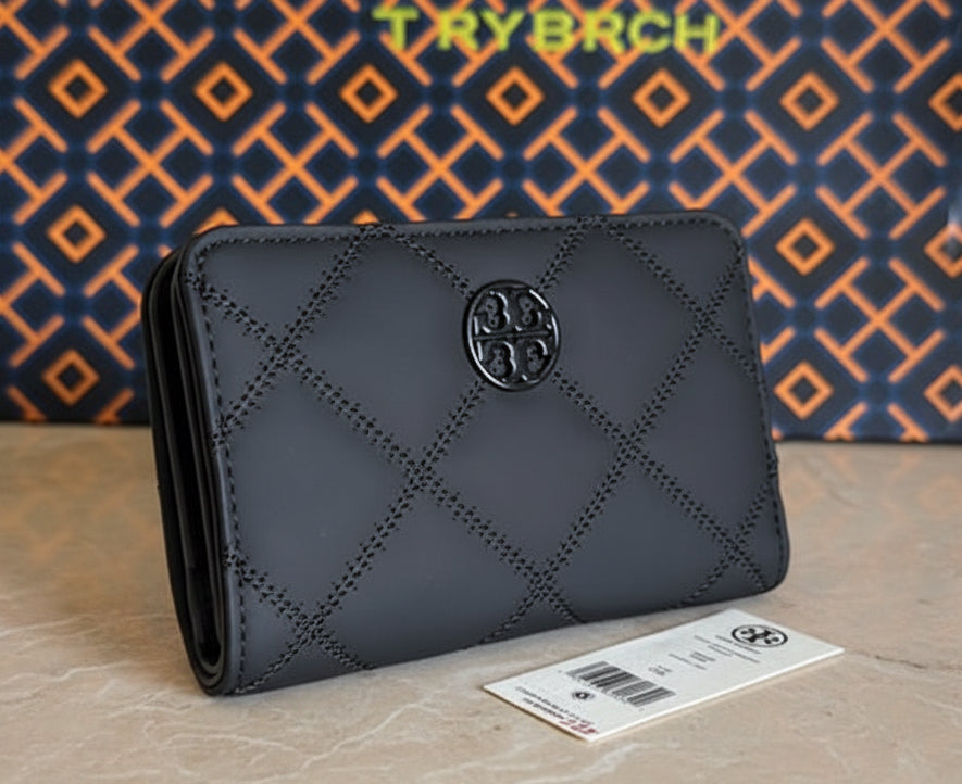 TORY BURCH QUILTED WILLA MATTE MEDIUM FLAP WALLET