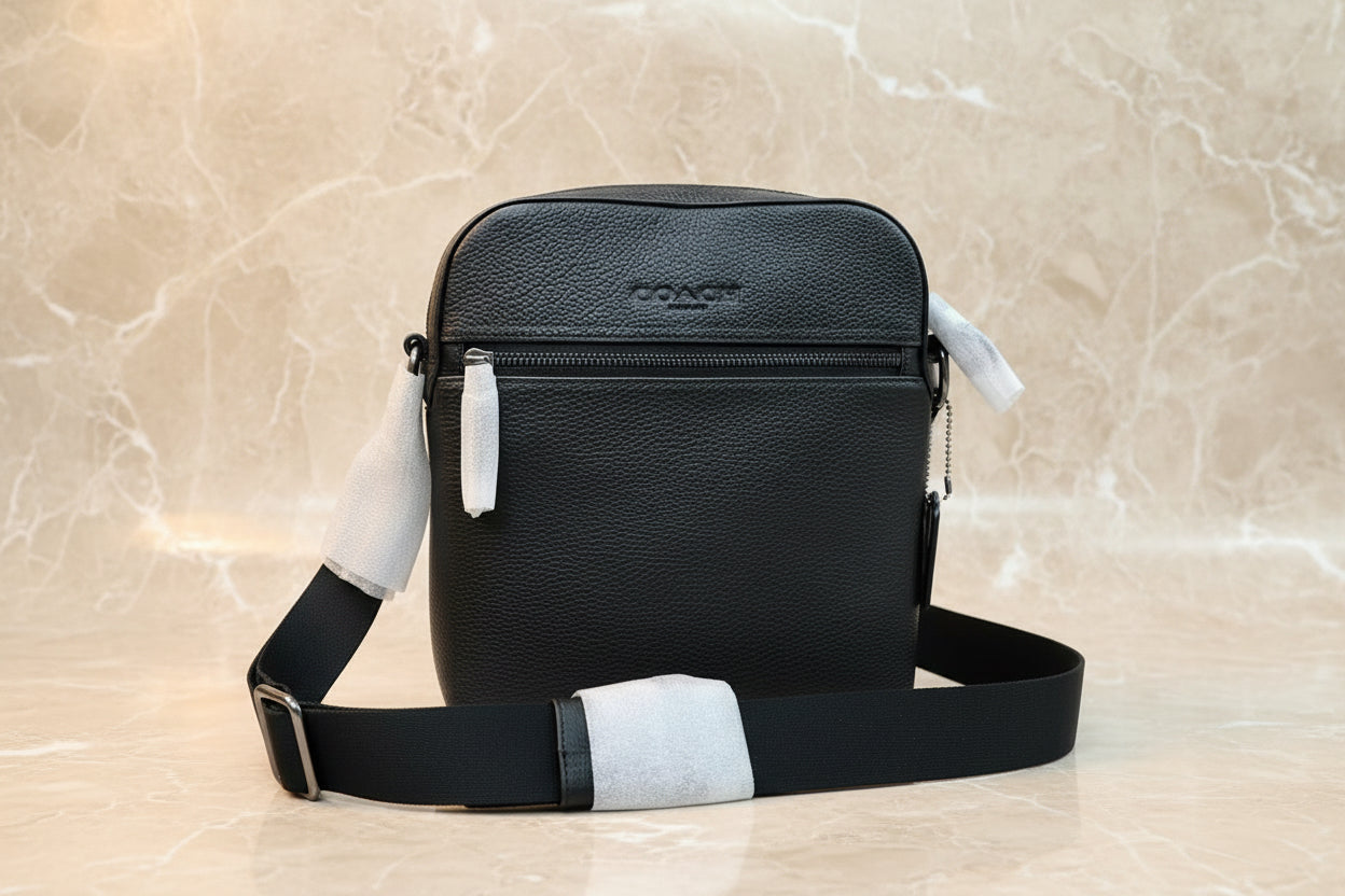 COACH HOUSTON FLIGHT BAG - SMOOTH LEATHER BLACK