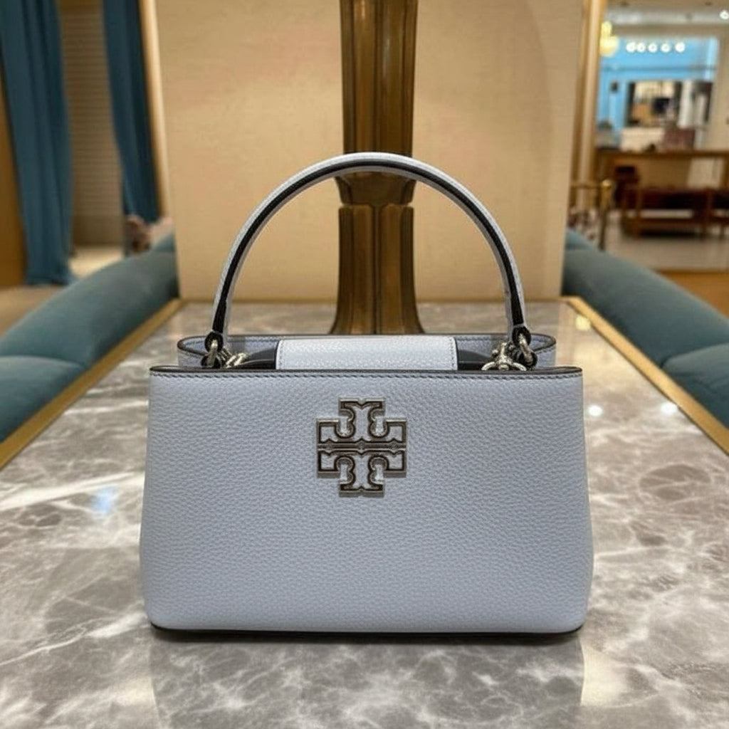 TORY BURCH MICRO BRITTEN SATCHEL - SKY BLUE