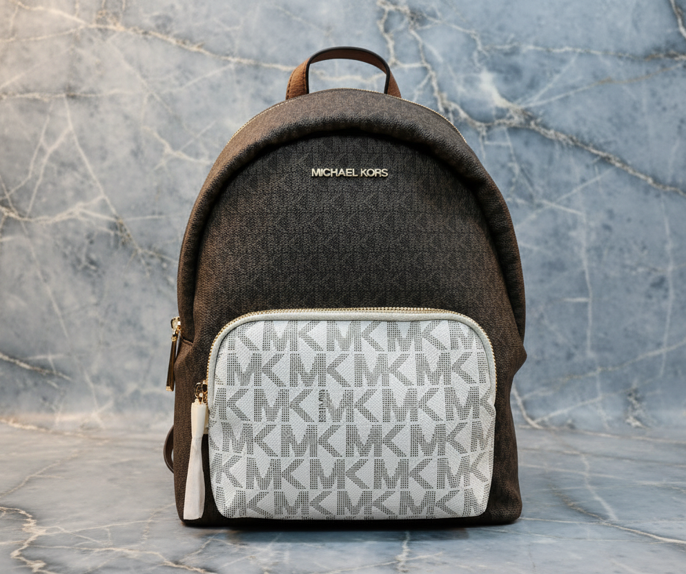 MICHAEL KORS MEDIUM ERIN BACKPACK - SIGNATURE BROWN/WHITE