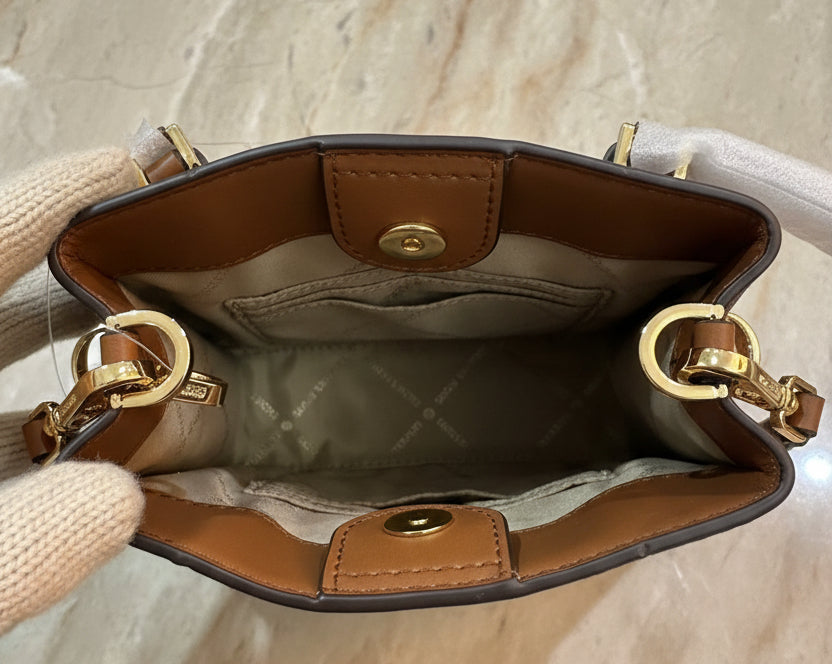 MICHAEL KORS MERCER XS MINI SHOPPER TOTE LEATHER - BROWN CARAMEL HUE
