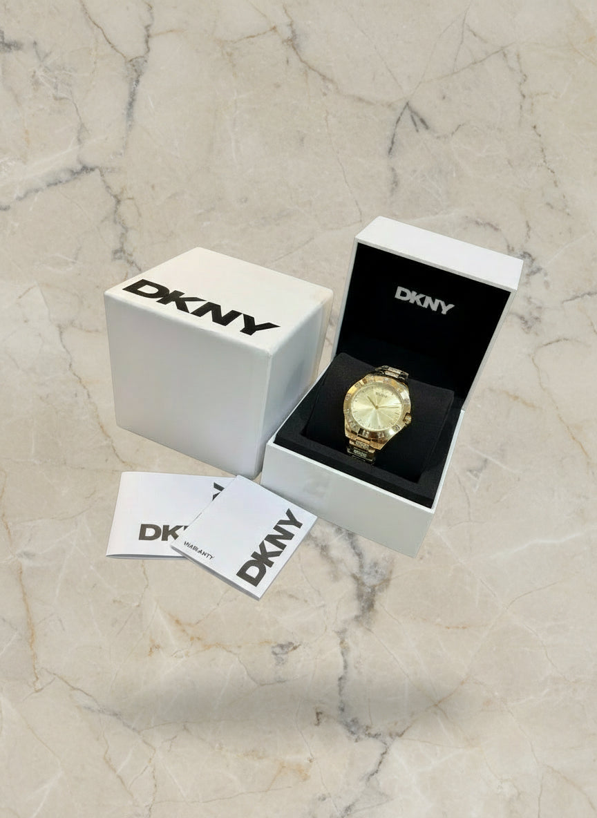 DKNY GLITZ GOLD WATCH