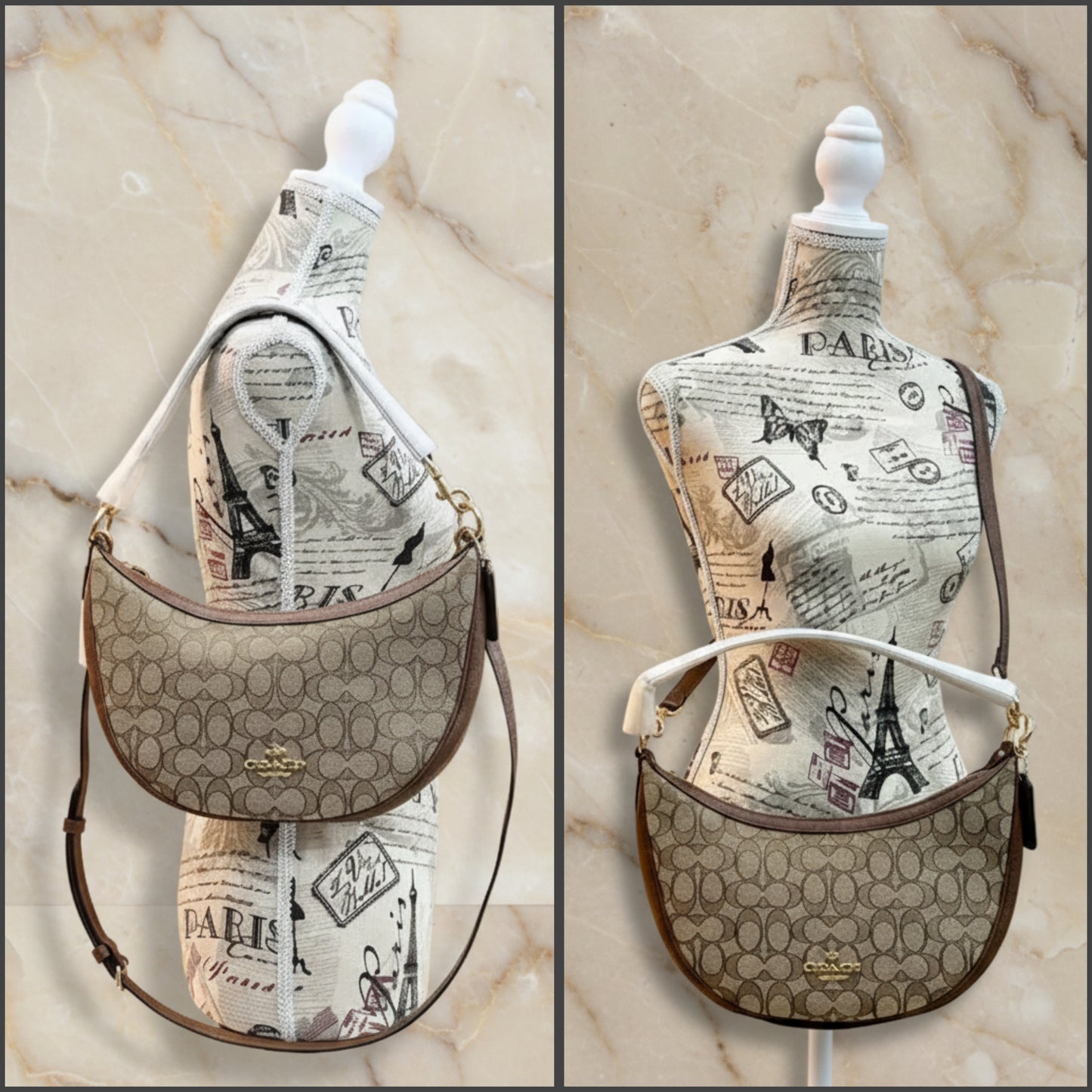 COACH ARIA SHOULDER BAG/CROSSBODY BAG IN SIGNATURE JACQUARD KHAKI