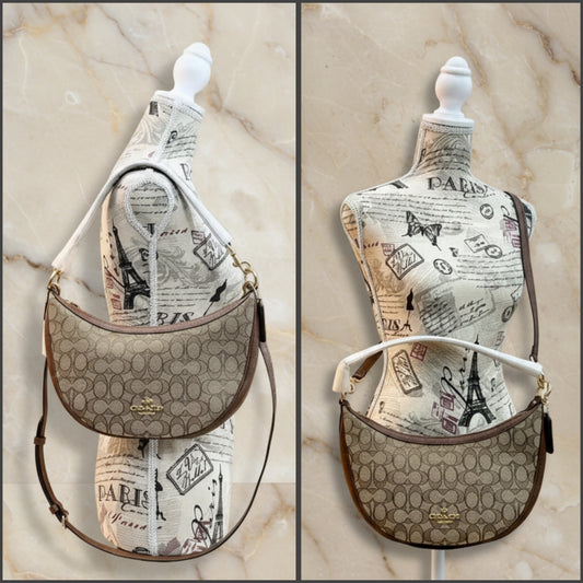 COACH ARIA SHOULDER BAG/CROSSBODY BAG IN SIGNATURE JACQUARD KHAKI