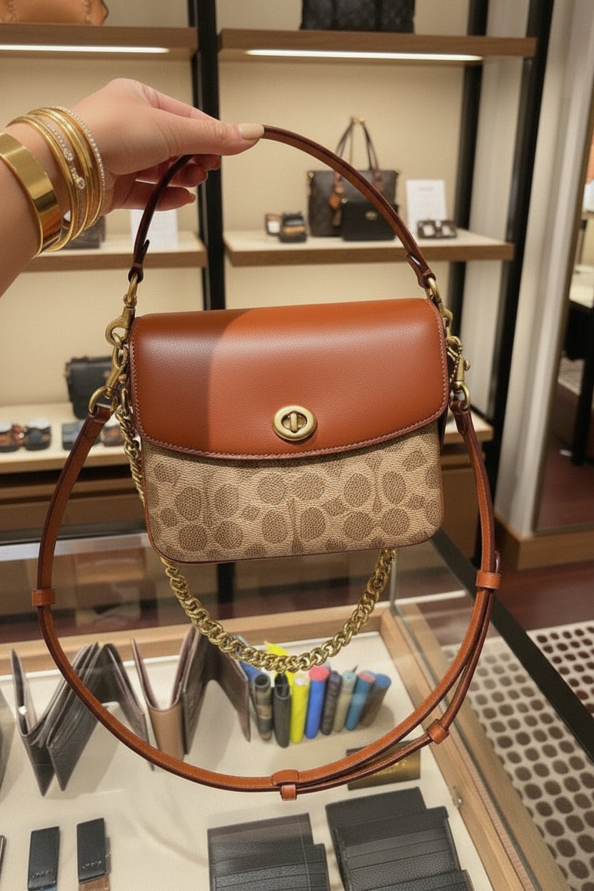 COACH CASSIE 19 3 in 1/ 3 STRAP IN SIGNATURE CANVAS - TAN RUST - MISSING PRICE TAG