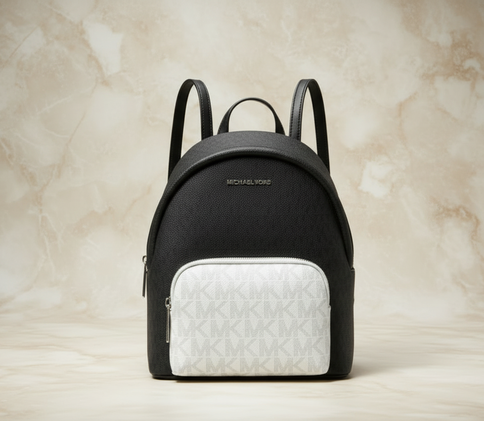 MICHAEL KORS MEDIUM ERIN BACKPACK SIGNATURE BLACK/WHITE