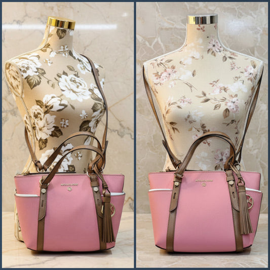 MICHAEL KORS SULLIVAN SATCHEL SMALL - SAFFIANO LEATHER - TEA ROSE MULTI