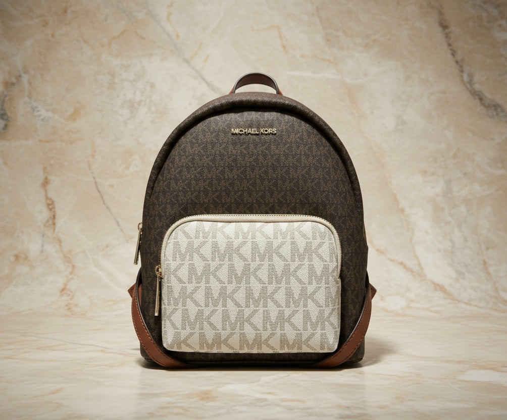 MICHAEL KORS MEDIUM ERIN BACKPACK - SIGNATURE BROWN/WHITE