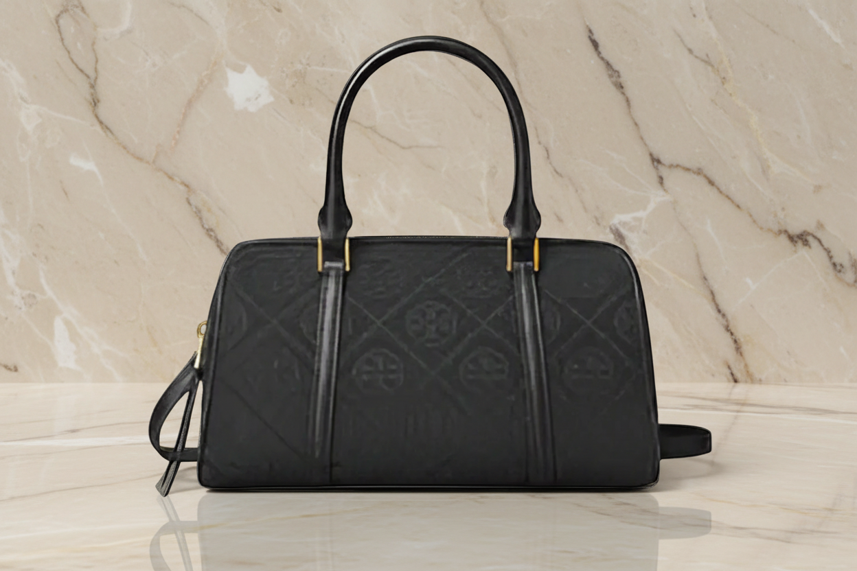 TORY BURCH PETITE JACQUARD T MONOGRAM BARREL - BLACK
