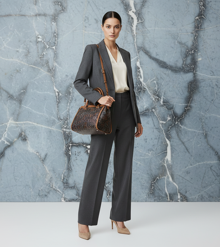 CALVIN KLEIN BUNDLE BAG & LONG WALLET JANAE SATCHEL CROSSBODY BAG IN SIGNATURE BROWN