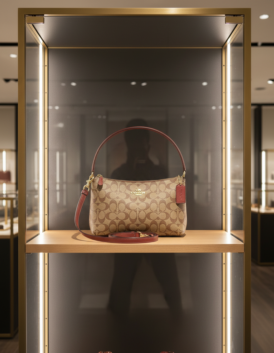 طقم كوتش لويس: حقيبة كتف/حقيبة كروس بودي ومحفظة معصم بسحاب من قماش الكانفاس المميز ببطانة من الطين المعدني