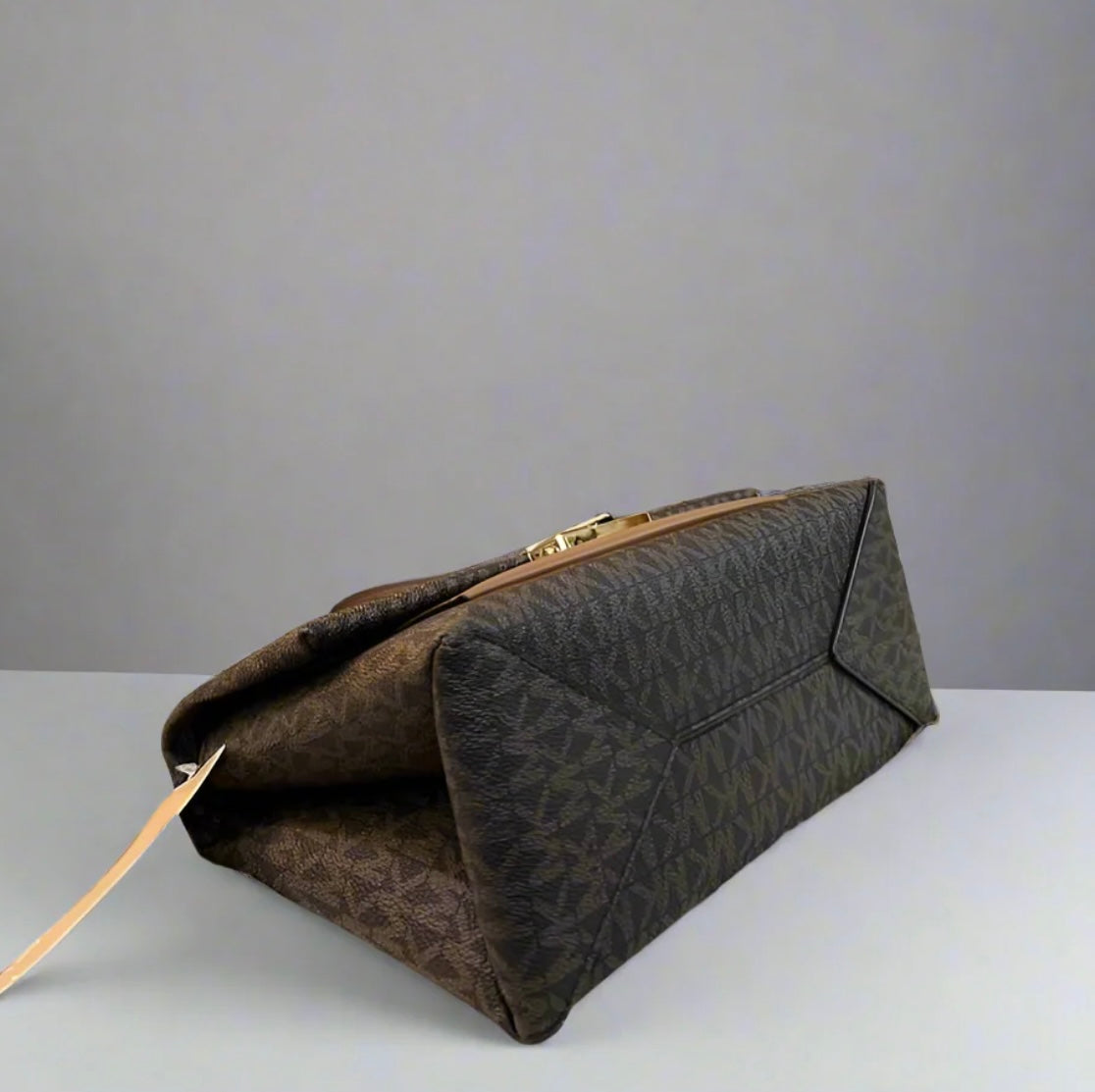 MICHAEL KORS CECE MEDIUM FLAP MONO BROWN