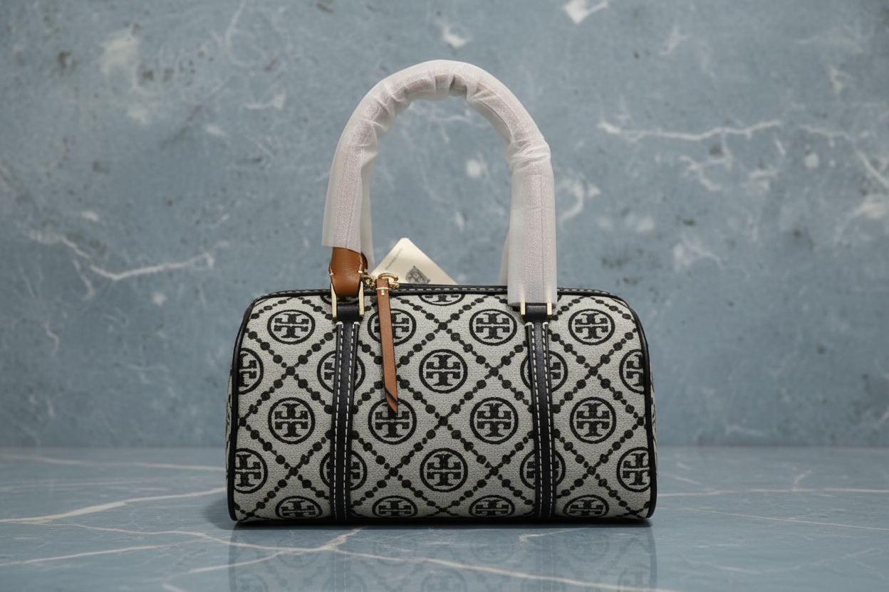 حقيبة توري بورش الصغيرة ذات الأسطوانة/إكس بودي - تي مونوجرام باللون الأزرق الداكن