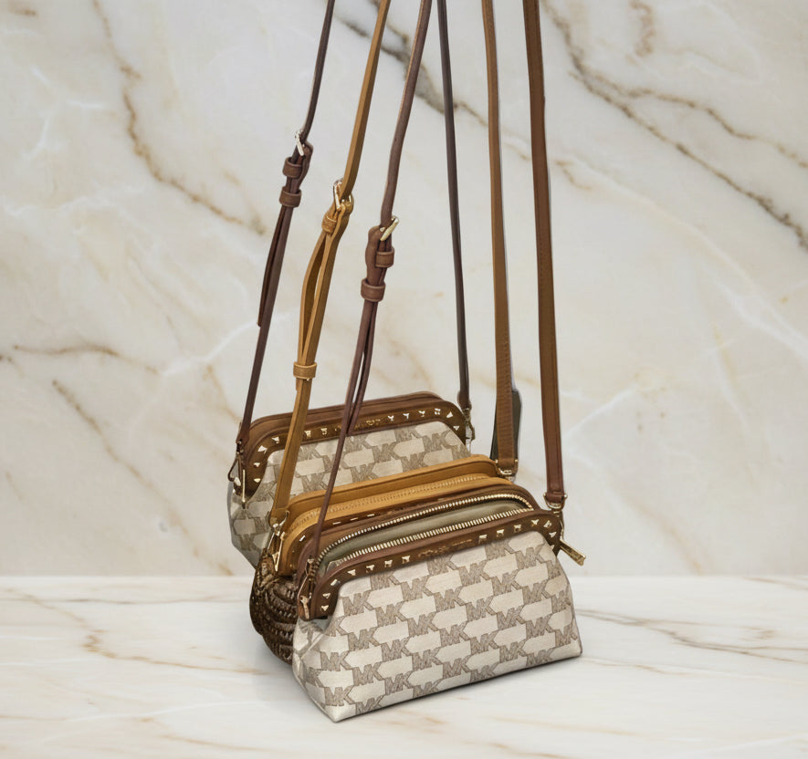MICHAEL KORS JACQUARD LIVIA CLOUD SMALL CLUTCH/CROSSBODY