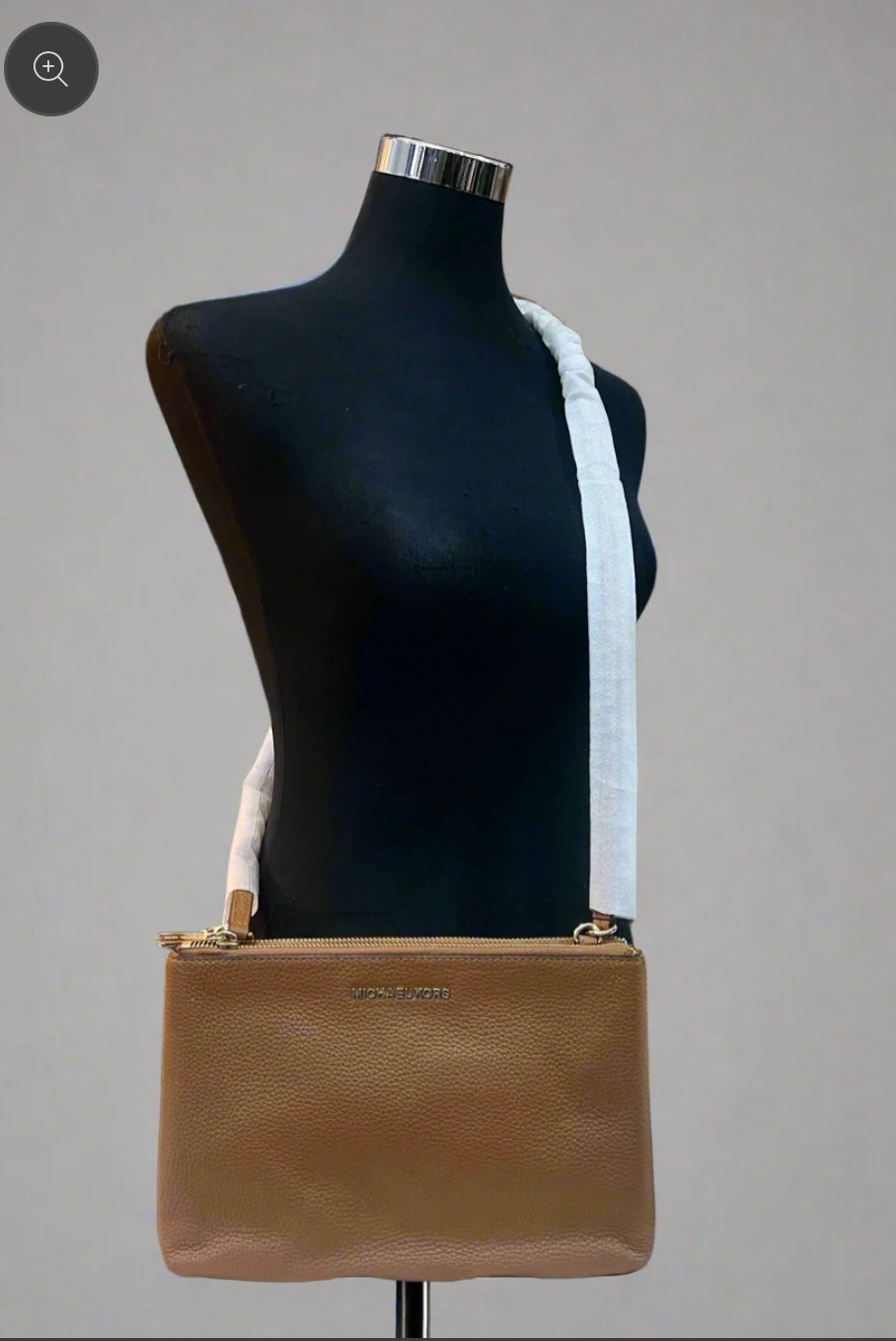 MICHAEL KORS DOUBLE ZIP GUSSET CROSSBODY - MONOBROWN/BROWN