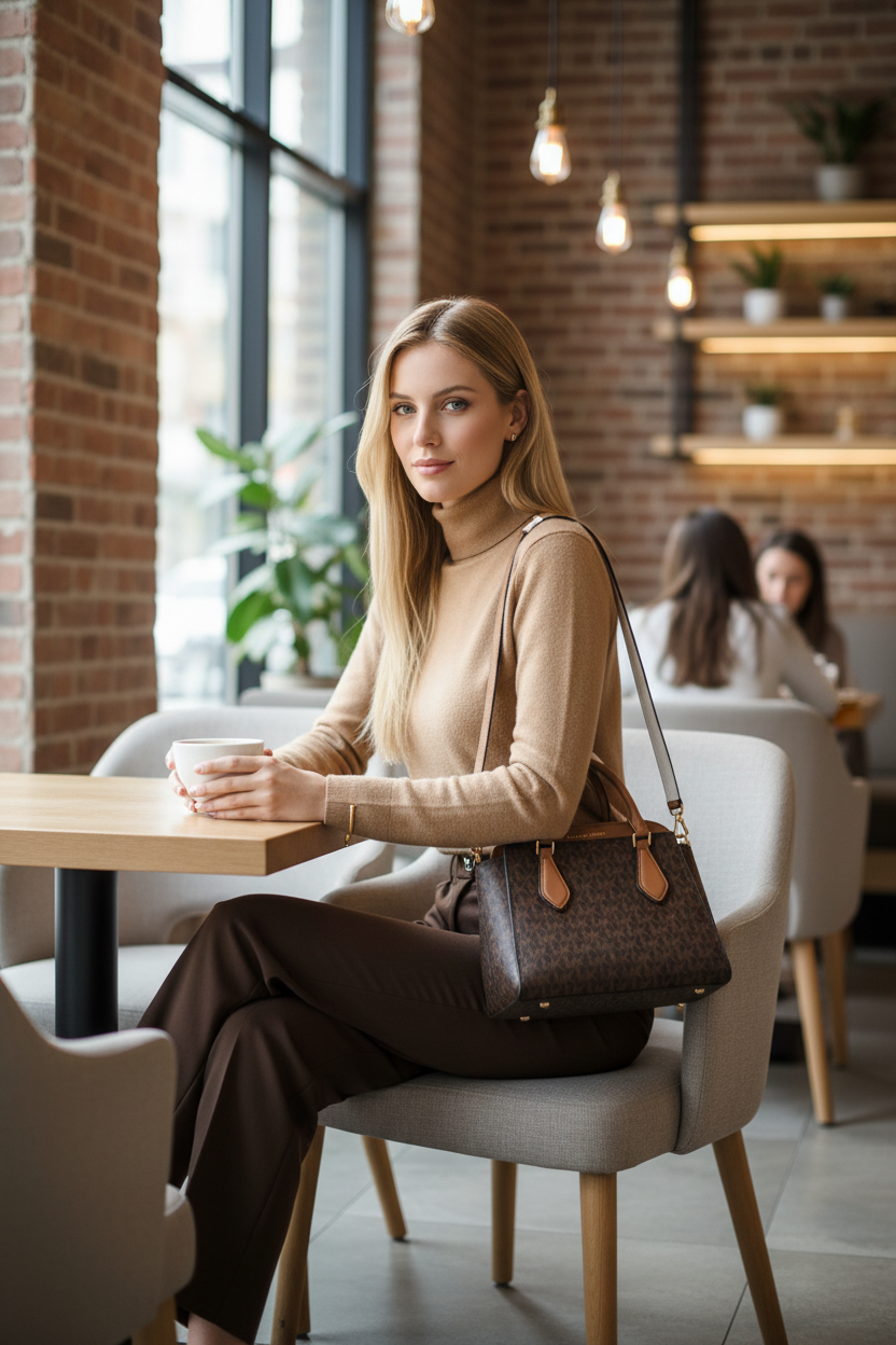 MICHAEL KORS SMALL DARIA 3 in 1 SATCHEL -  BROWN ACORN