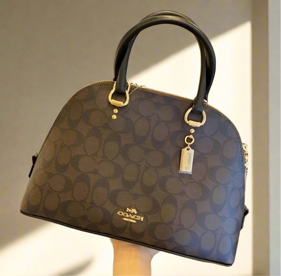 COACH KATY SATCHEL - IN SIGNATURE BROWN & BLACK - MEDIUM