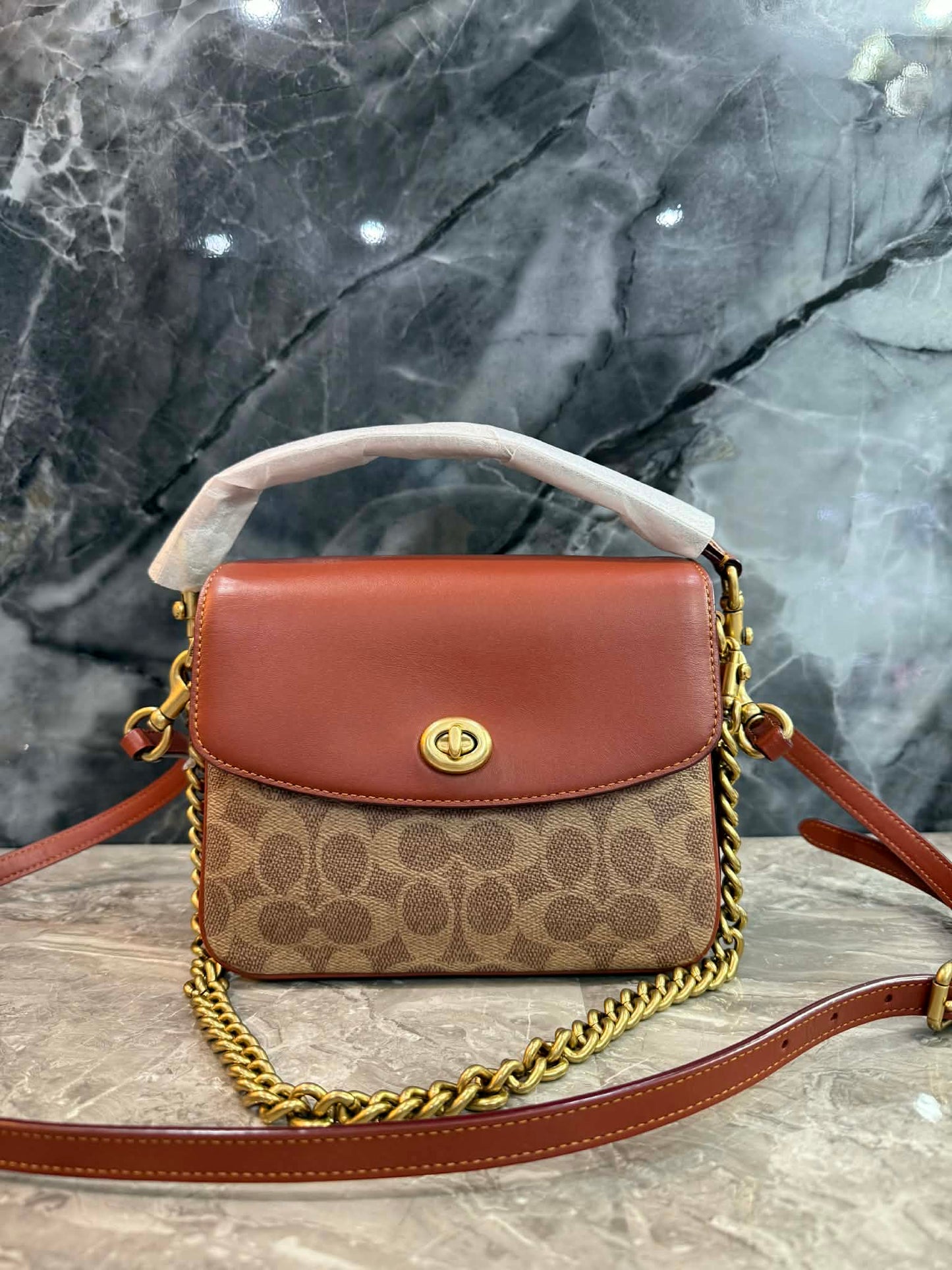 COACH CASSIE 19 3 in 1/ 3 STRAP IN SIGNATURE CANVAS - TAN RUST - MISSING PRICE TAG