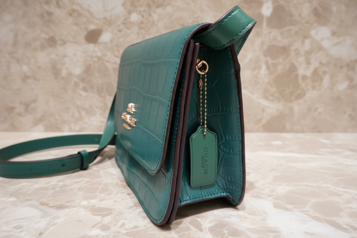 حقيبة كروسبودي كوتش برين ذات غطاء قلاب - لون اليشم