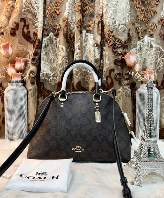 COACH KATY SATCHEL - IN SIGNATURE BROWN & BLACK - MEDIUM