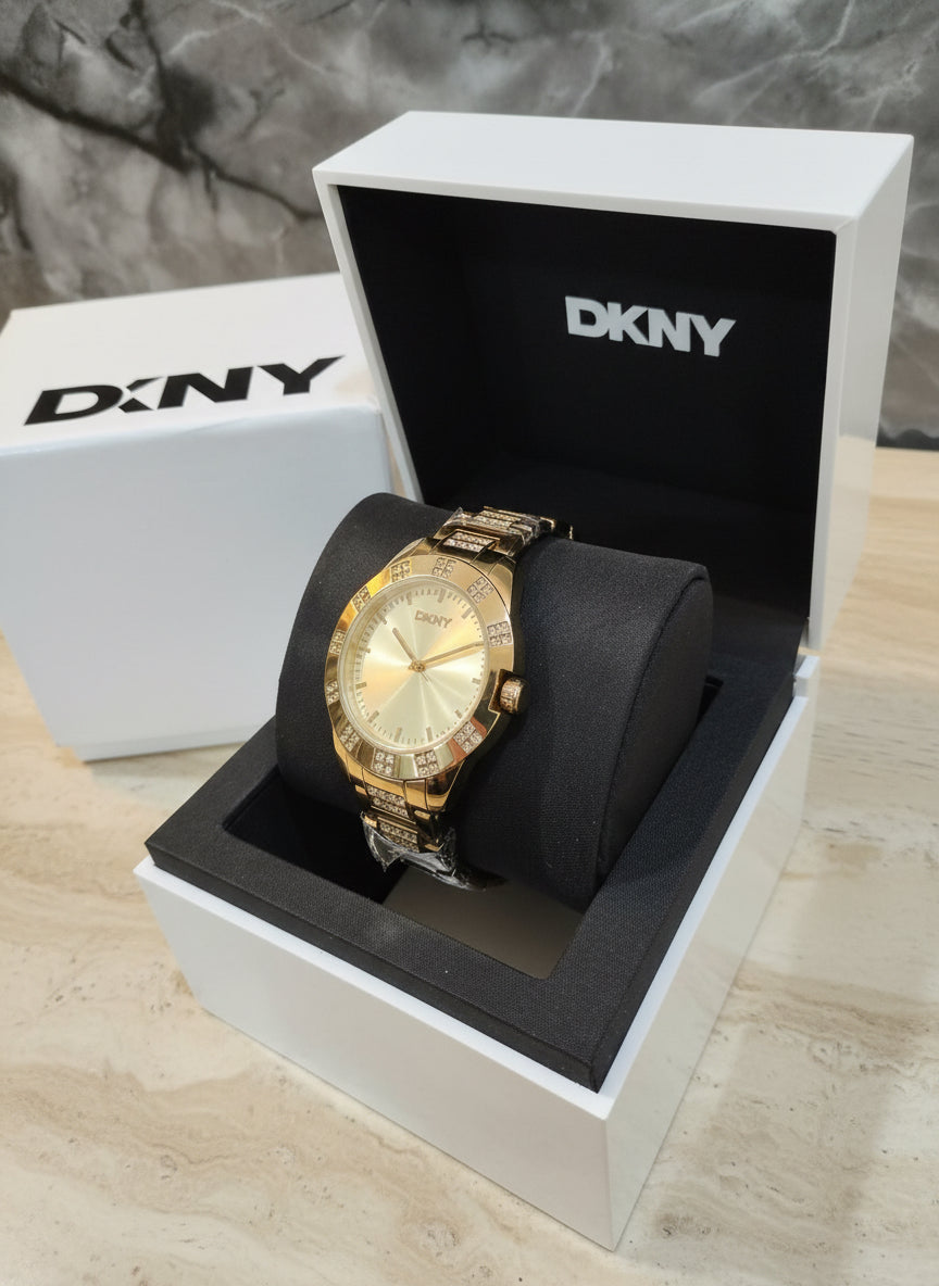 DKNY GLITZ GOLD WATCH
