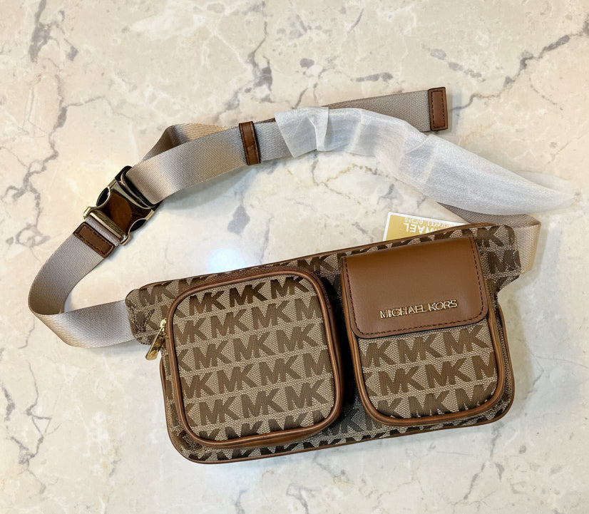MICHAEL KORS HANOVER MEDIUM JACQUARD BELTBAG/BODY BAG